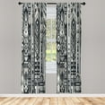 thumbnail image 2 of Ambesonne Southwestern Curtains 2 Panel Set, Tribal Stripes Pattern, Pair of - 28" x 63", Dark Blue Grey and White, 2 of 4