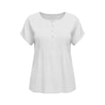 thumbnail image 4 of Zulora Women's Summer Casual Crew Neck Short Sleeve Button Placket Pleated Top Blouse, 4 of 9