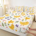 thumbnail image 6 of jejeloiu Rubber Duck Bed Sheets,Farm Animal King Sheets,Colorful Flower Floral Sheet Set For Boys Kids,Ultra Soft Home Decor,4 Pieces, 6 of 7