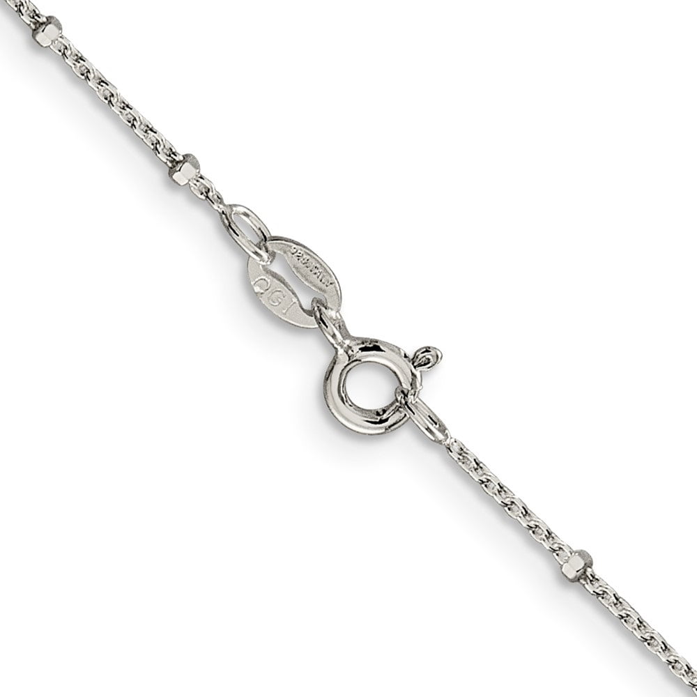 Auriga Fine Jewelry 925 Sterling Silver 1.25mm Rolo With Beads Anklet 10inch for Women