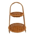 thumbnail image 2 of veasfak Circular Food Serving Basket Storage Rack Imitation Rattan Versatile Countertop Organizer Fruit Snacks Holder with Top Handle Two Layers, 2 of 9