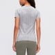 thumbnail image 3 of Gibobby Playera de Manga Corta con Cuello Redondo Camiseta deportiva manga corta con cuello redondo para mujer, camiseta deportiva para correr(Gris,M), 3 of 5