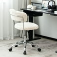 thumbnail image 4 of Gymax Chaise de Bureau d'Ordinateur Réglable en Sherpa Chaise de Bureau Pivotante Chaise de Coiffeuse Blanche, 4 of 10