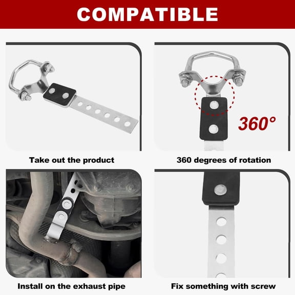 2 Exhaust Hanger Set, Flexible Muffler Hanger Bracket with Anti-Vibration Rubber, Heavy Duty Steel Core for Car Truck SUV, Fits 1.5-2.5 Inch Pipe