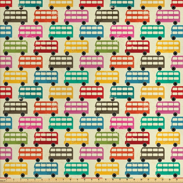 Colorful Upholstery Fabric by the Yard, London's Famous Double Decker ...