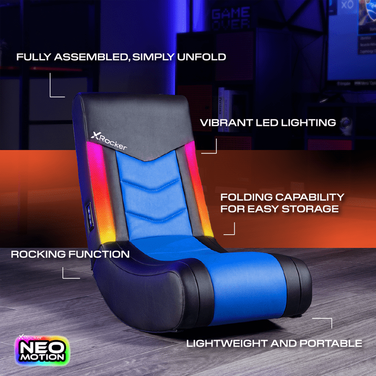 X Rocker Solo Floor Rocker Gaming Chair with RGB Lighting Blue Walmart