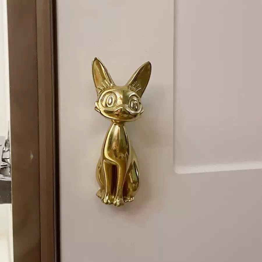 CATPAN Brass Cabinet Knobs (2 Pack) Cute Cat Golden Drawer Knob Kitchen Cabinet Pulls with Vintage Cupboard Hardware Dresser Drawer Handles Kitchen Cabinet Handles