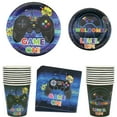 thumbnail image 2 of Video Game Party Supplies, Gaming Themed Birthday Party Decor for Boys and Gamer - Including Plates, Cups, Napkins, Tableware, Tablecloth, Cake Toppers, Hanging Swirls, Banners and Balloons Serves 20, 2 of 9