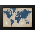 thumbnail image 2 of Schlabach, Sue 14x11 Black Modern Framed Museum Art Print Titled - Burlap World Map I Navy, 2 of 5