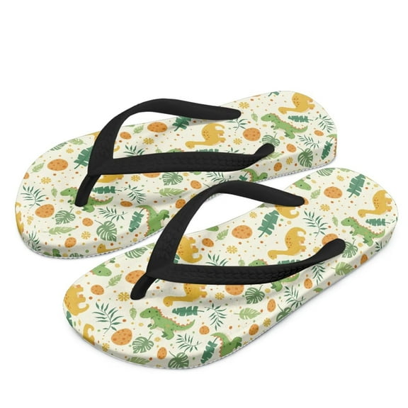 POLERO Cartoon Dinosaur Eggs Print Flip Flops Girls Sandals Boys Unisex Summer Beach Non Slip Little/Big Kid Outdoor & Intdoor Size 10