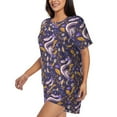 thumbnail image 2 of Qekee Snake And Floral Women's Pajama Set Short Sleeve Sleepwear Summer Home Wear with Pockets Soft Short Sleeve Shirt - Snake And Floral, 2 of 9