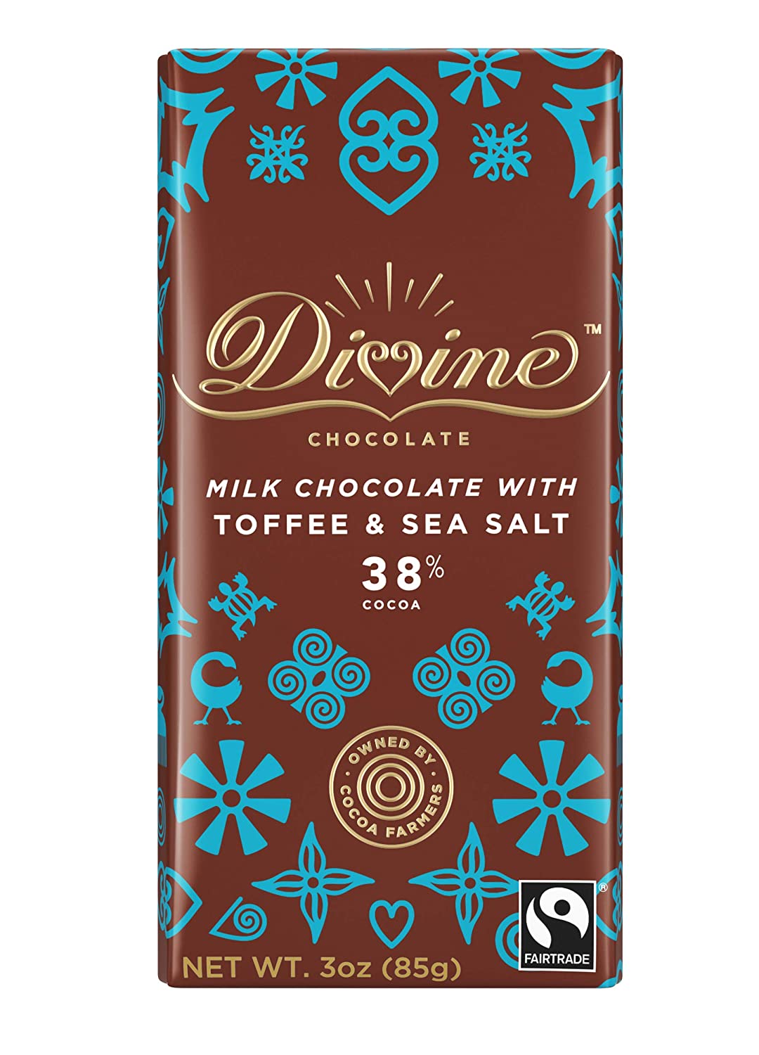 Divine Chocolate Milk Chocolate With Toffee & Sea Salt, 3 Oz (Pack Of