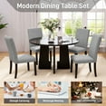 thumbnail image 5 of EUROCO 5-Piece Round Dining Table Set for 4, 43.3'' Kitchen Room Table with 4 Upholstered Chairs and Solid Wood Frame,Kitchen Table Set for Home Living Dining Room, Grey & Black, 5 of 8