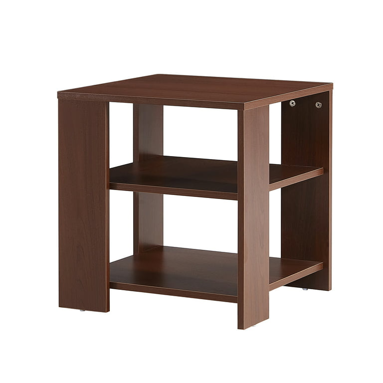 Hommoo End Table, Square Side Table Modern Night Stand with 2-Tier Storage  Shelf, Living Room Small Coffee Table, Wood Finish Bedside Table for