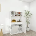 thumbnail image 3 of Topcobe 67.7" Tall Kitchen Trash Can Storage Cabinet with 1 Tilt Out Trash Cabinet, 2 Drawers and 3 Adjustable Shelves for Kitchen, Dinning Room, Living Room, White, 3 of 16