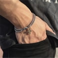 thumbnail image 3 of Double Chain Hollow Cross Pendant Stainless Steel Lobster Claw Claw Bracelet Fashion Hip Hop Punk Party Men's Jewelry Gift, 3 of 5