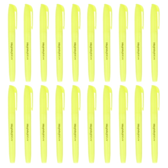 Uxcell Yellow Highlighter, 20 Pack No Bleeds Highlighters Pens Neon Clear View Bright Quick Dry Pocket Marker Pen Sticks Chisel Tip Cute for Books Office Adults