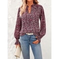 thumbnail image 7 of FreshPretty Womens V Neck Long Sleeve Tops Summer Casual Loose Puff Sleeve Chiffon Boho Work Blouse Dressy T Shirts, 7 of 7