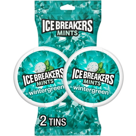Ice Breakers Wintergreen Flavored Sugar Free Mints, Pucks 1.5 oz, 2 Count