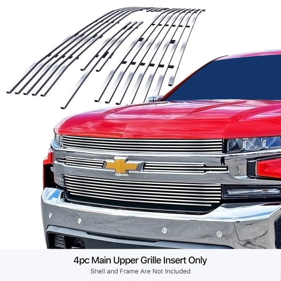 APS 2019-2022 Chevy Silverado 1500 RST Stainless Steel Billet Grille 8x6 horizontal billet