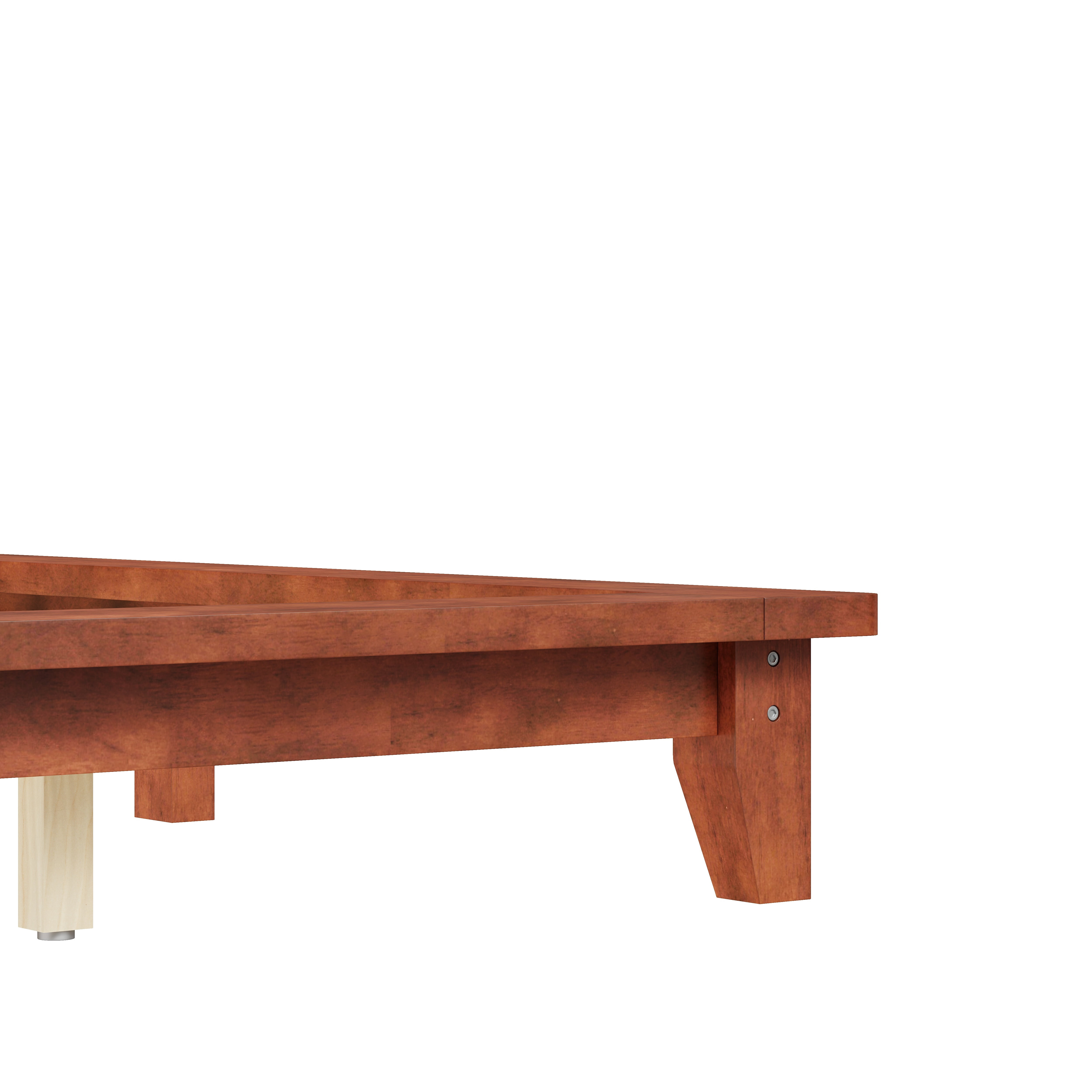 Euroco Wood King Size Platform Bed with Headboard, Brown