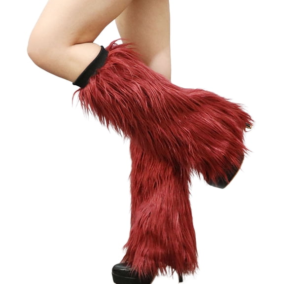 Chicmine 1 Pair Female Leggings Medium Tube Solid Soft Anti-cold Warm Keeping Faux Fur Knee-length Hipster Warm Sock for Daily