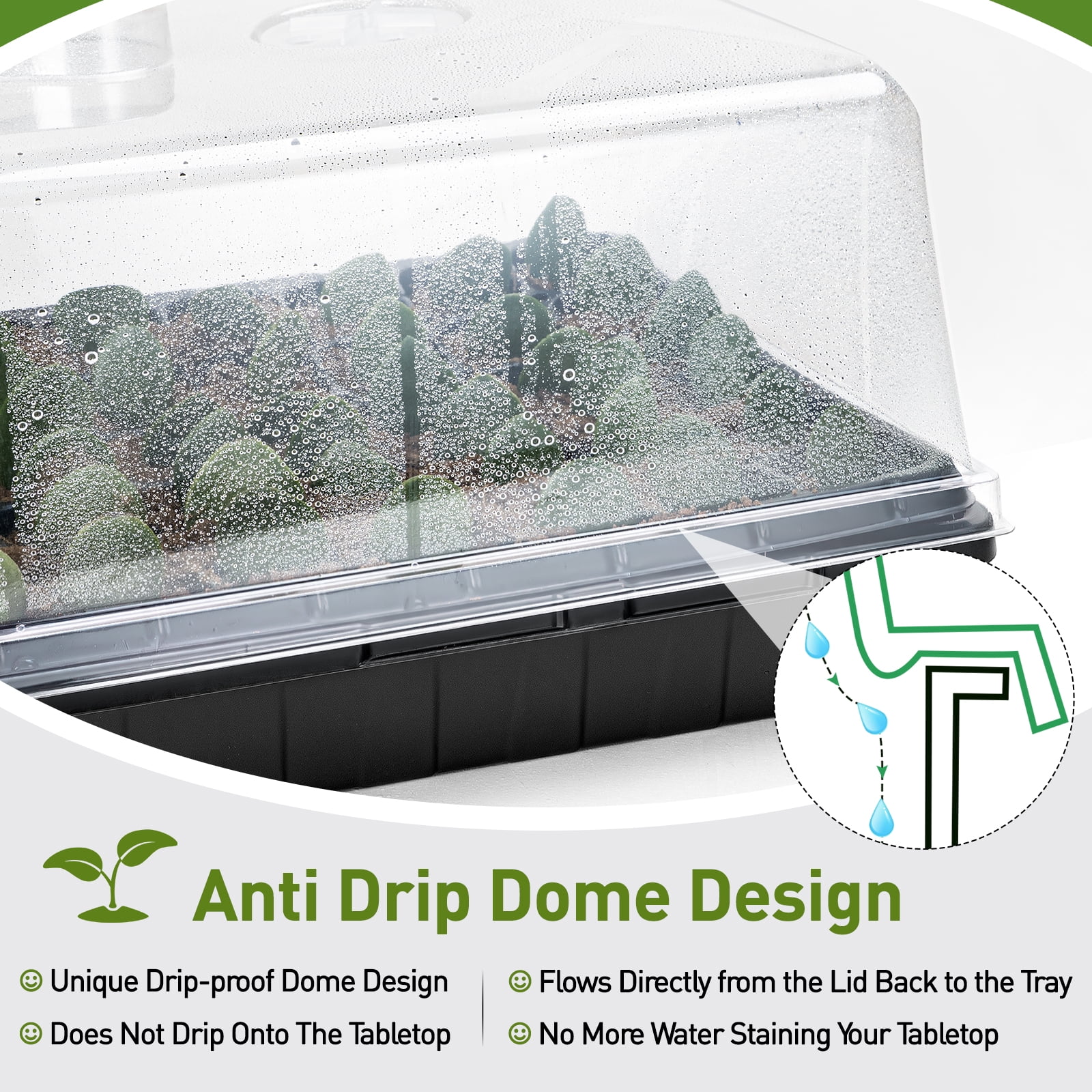 5-Pack Seed Starter Trays Set – Includes 1020 Trays (No Holes) + 72-Cell Deep Plug Trays (2.44" Deep) + 5" Clear Humidity Domes for Vegetables, Herbs, Flowers