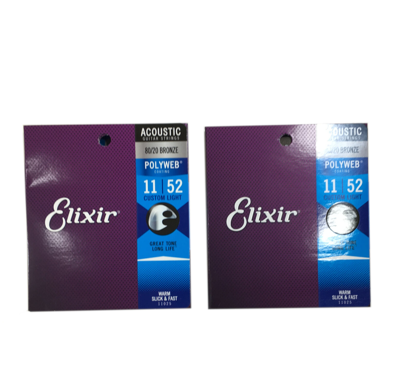 Elixir Guitar Strings 2Pack Custom Light Polyweb Acoustic 1152