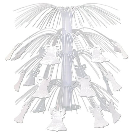 Pack of 6 White Metallic Bell Cascade Centerpiece Wedding Decorations 18''