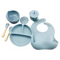thumbnail image 2 of 6 platos antideslizantes de silicona para alimentación de bebés para alimentos, vajilla para niños (gris azul) Tmvgtek Para estrenar, 2 of 9