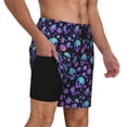 thumbnail image 2 of Yiaed purple Skull flower Print Mens Swim Trunks Bathing Suit Compression Liner Beach Swim Shorts Swimwear Quick Dry Zipper Pocket No-Chafing Board Short-XX-Large, 2 of 6