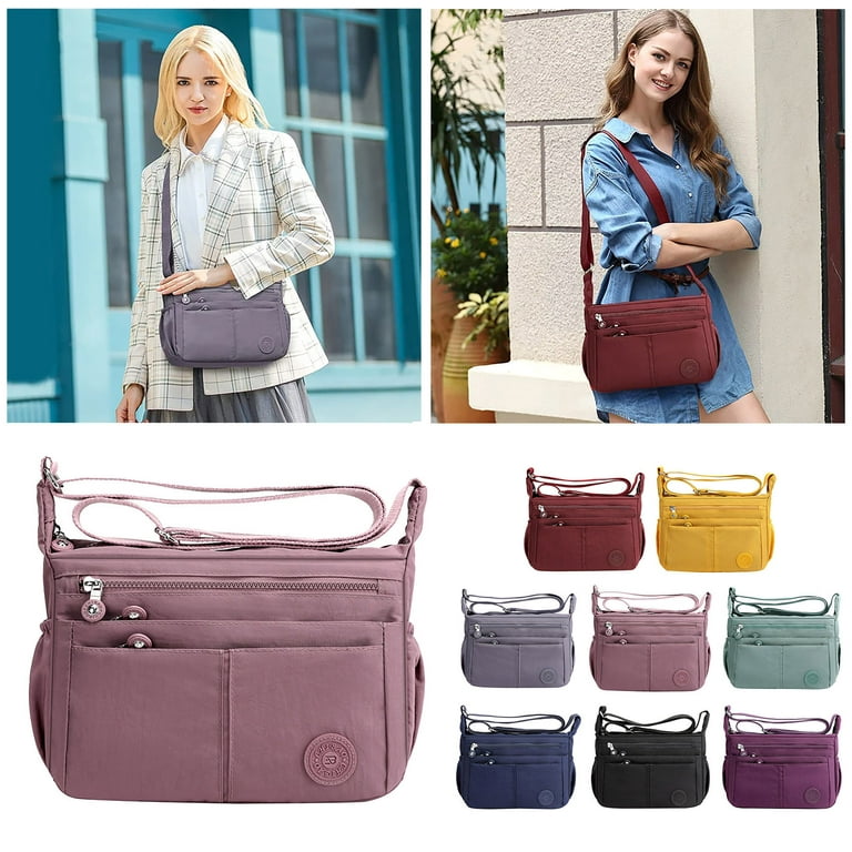 Sling Bag for Women,Nylon Cloth Bag One Shoulder Bag Lightweight Tote Bag  Large Capacity Bag Multi Pockets Large Capacity Waterproof Casual Messenger