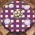 thumbnail image 3 of Round Tablecloth Abstract Modern Waterproof Oil Proof Polyester Table Cloth Cover Decor for Home Dining Outdoor,Patio,Parties, 54" Dia. 4th of July Flag Checkered Red Navy Blue White, 3 of 9