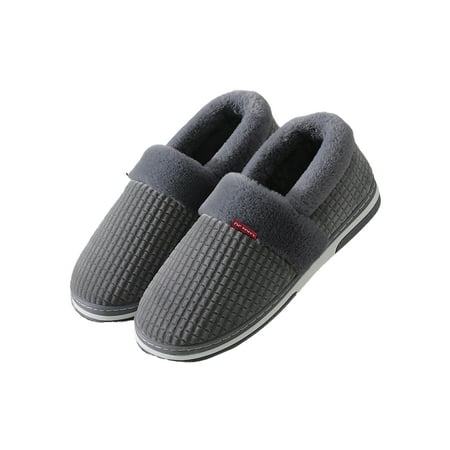 

Crocowalk Womens Comfort Flat Warm Slipper Bedroom Non-slip Fuzzy Casual Winter Warn Gray-L Bag Root 11-11.5