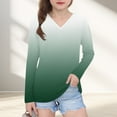 thumbnail image 2 of Ashirexll Long Sleeve Shirts Winter Tops for Girls 2-14 Years Gradient Printed Fashion Casual V-Neck Long Sleeve Top for Spring Fall, 2 of 7