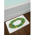 thumbnail image 2 of Christmas Bath Mat, Festive Wreath Evergreen with Candy Cane Stockings Mistletoe Berries on Door, Non-Slip Plush Mat Bathroom Kitchen Laundry Room Decor, 29.5 X 17.5 Inches, Green White, Ambesonne, 2 of 2