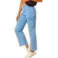 thumbnail image 4 of Allegra K Pantalones Largos de Cintura Alta Casual de Mezclilla Azules XS, 4 of 5