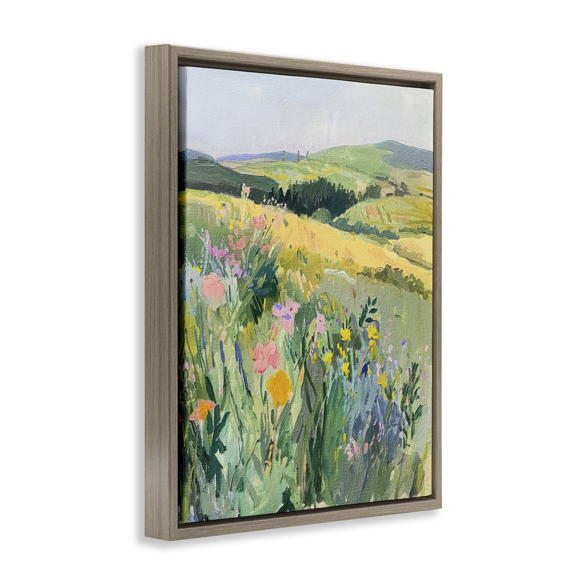 Stupell Industries Pastel Landscape Hills Landscape & Nature Painting Brown Floater Framed Canvas Art Print Wall Art, 17 x 21