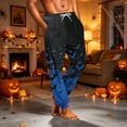 thumbnail image 5 of Hsovts Mens Pajama Pants Red Bats Halloween, Cotton Soft Sleep Lounge Pj Bottoms with Pockets Drawstring Blue L, 5 of 7
