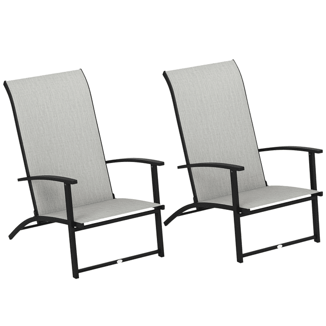 Outsunny Ensemble de 2 Chaises Pliantes d'Extérieur, Chaises de Pelouse Pliantes, Gris