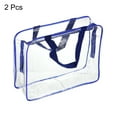 thumbnail image 3 of Uxcell L Size Clear Toiletry Bag Makeup Cosmetic Pouch with Zipper Handle, Blue 2 Pack, 3 of 6