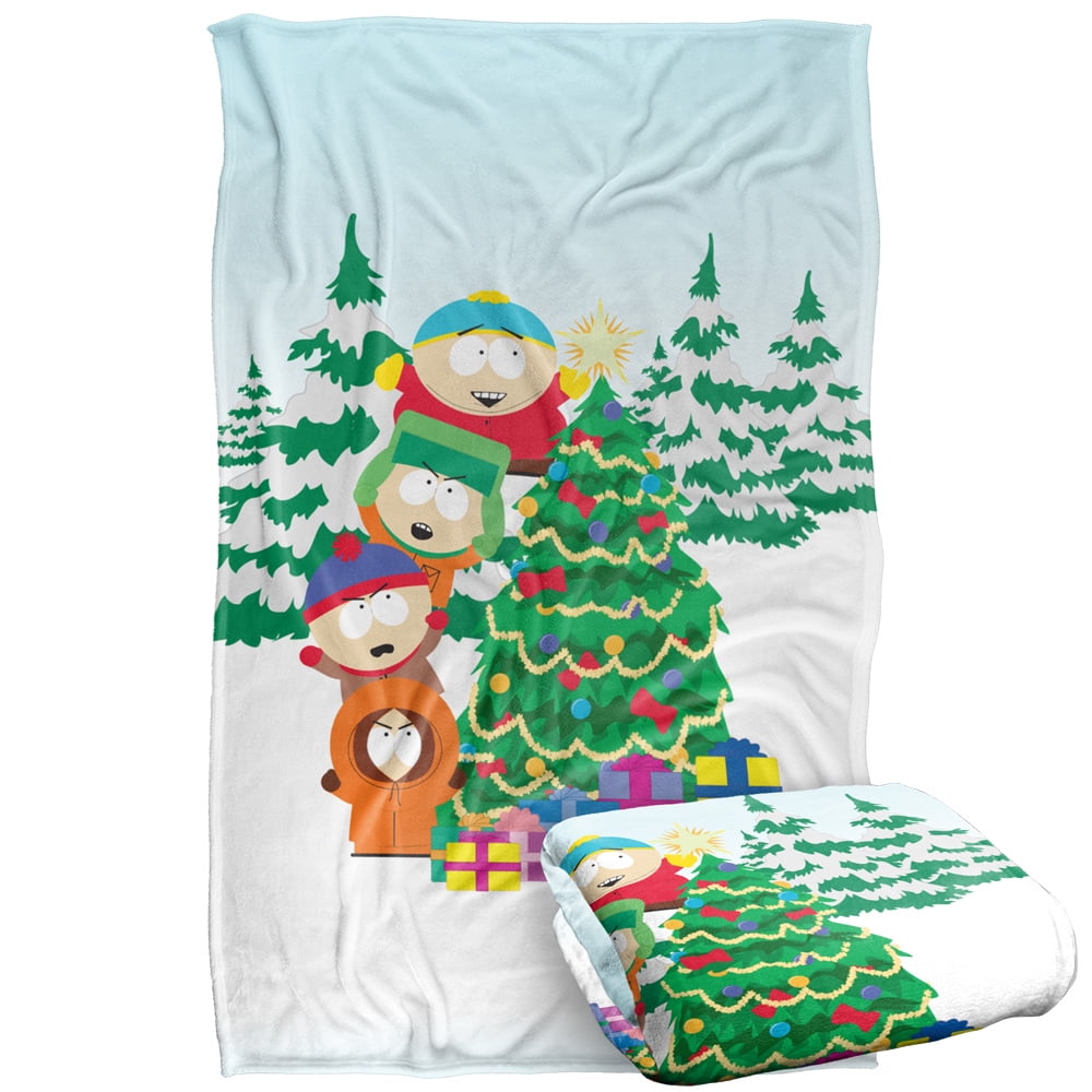South Park Blanket, 36'x58' The Boys Decorating Tree Silky Touch Super