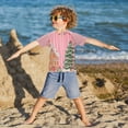 thumbnail image 3 of FORMRS Boys Rash Guard with Short Sleeves UPF 50+ Swim Shirts Sizes 3-12T, Brown Gingerbread House, 3 of 6