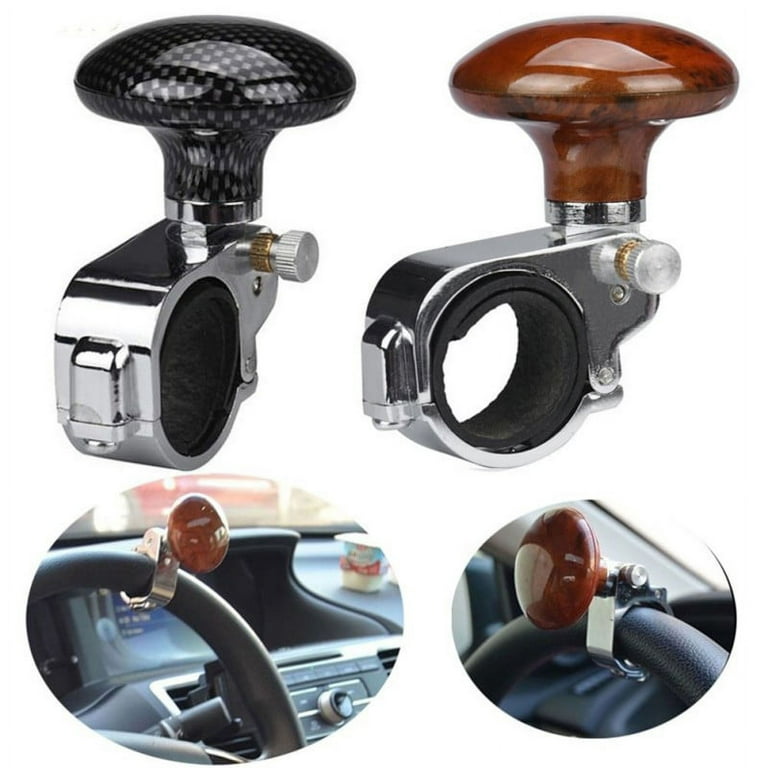 Metal + ABS Truck Steering Wheel Suicide Spinner Handle Power Ball Booster  Spin Knob Clamp Fit for Universal Car Brown 