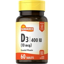 Vitamin D3 400 IU (10 mcg) | 60 Vegetarian Tablets | For Men and Women | by Sundance