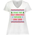thumbnail image 3 of Inktastic I Make This Ugly Christmas Sweater Look Good Women's Plus Size V-Neck T-Shirt, 3 of 5