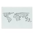 thumbnail image 1 of World Map Cutting Board, Illustration of Outline Sketch of the World Map in Drawing Effect Art Print, Decorative Tempered Glass Cutting and Serving Board, Large Size, Black White, by Ambesonne, 1 of 1