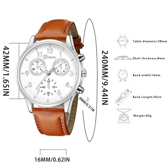 PVCS Fashion Men's Leather Military Casual Analog Quartz Wrist Watch Business Watches