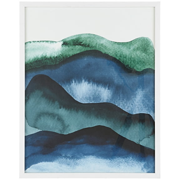 SAFAVIEH Echo 16 in. x 20 in. Framed Wall Art, Denim/Blue Green