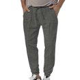 thumbnail image 3 of UKAP Men Sweatpants Elastic Waist Pants Drawstring Trousers Loose Summer Bottoms Deep Gray L, 3 of 4